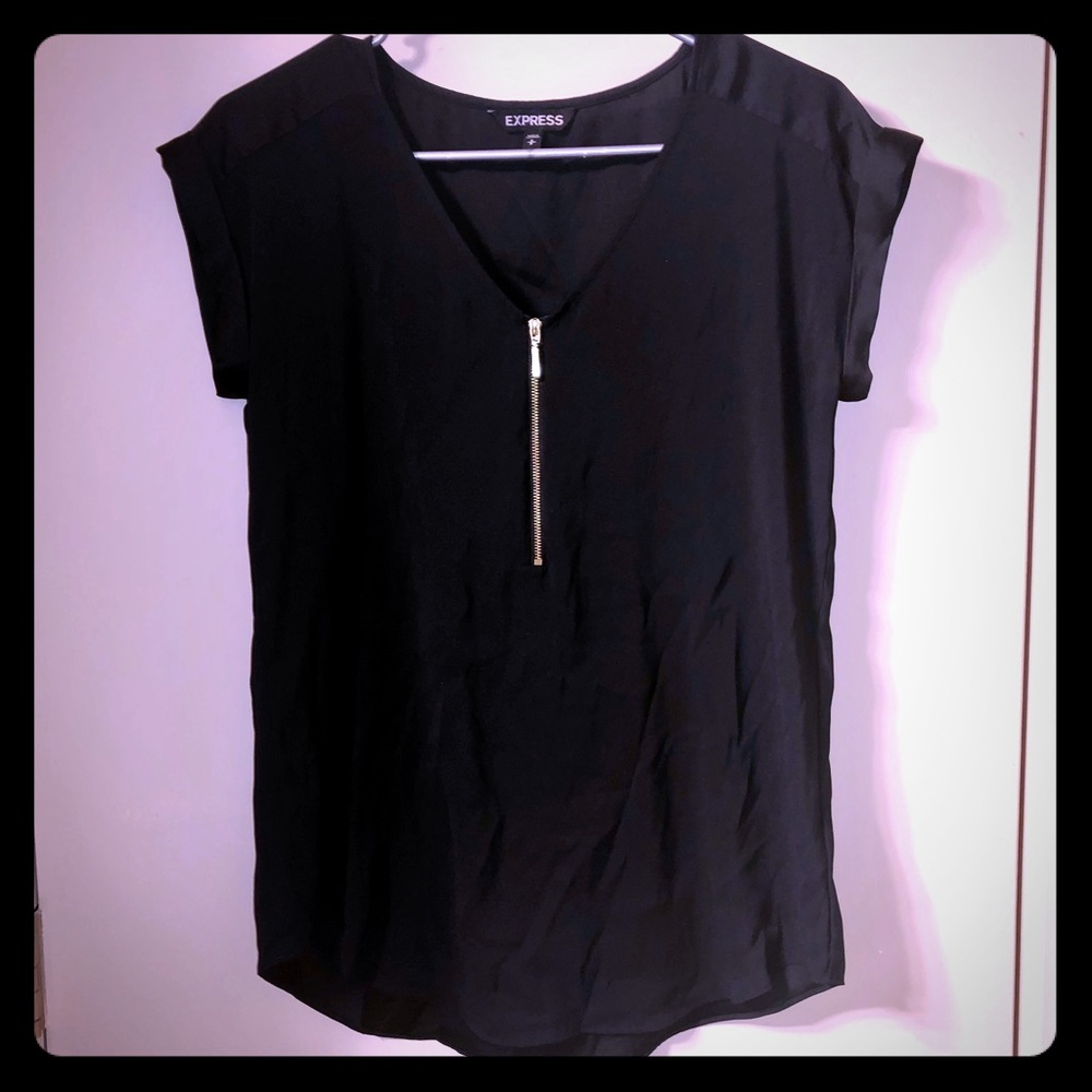 Express Silky Zip Front Gramercy Tee